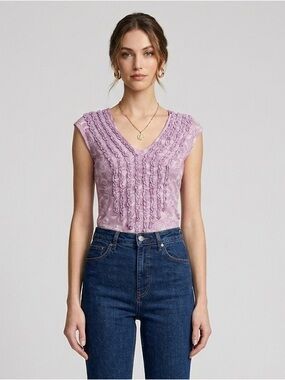 Vintage Y2K Rampage Top M / L Purple Paisley Ruffle Coquette Boho Fairycore Tee